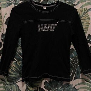Y2K Miami Heat Bedazzled Quarter Sleeve Top